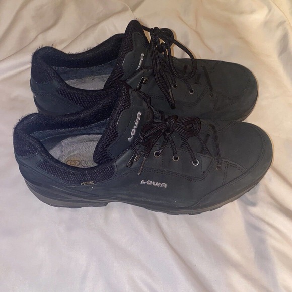 LOWA Lowa RENEGADE‎ GTX LO Black Leather Hiking Shoes Mens Size US 11 Gore-Tex - Picture 2 of 12
